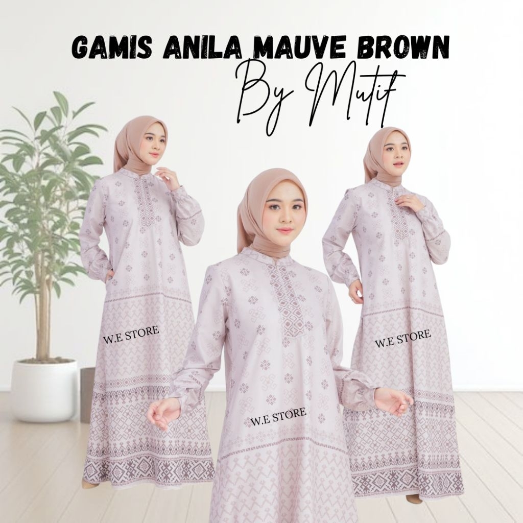 MUTIF GAMIS ANILA MAUVE BROWN GAMIS MUTIF TERBARU