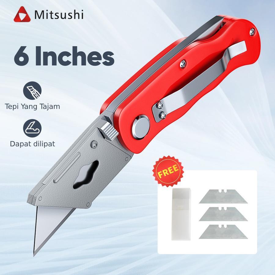 

Mitsushi Pisau Cutter Lipat Pisau Kayu Lipat Serbaguna Foldable Mini Cutter Knife Utility Refil isi Mata Pisau 3 Pcs Kuat Cutter Multifungsi Material SK2