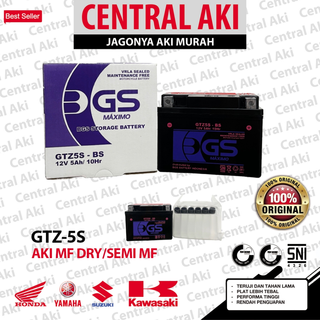 Aki Motor BGS MAXIMO MF GTZ5S ORIGINAL MIO SOUL MIO J REVO BEAT FI ESP VARIO OLD 110 JUPITER Z Mx KI