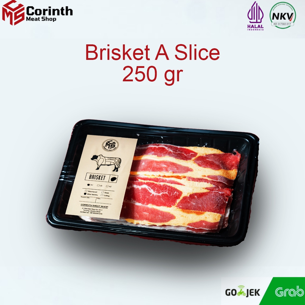 

BRISKET GRADE A AUS SLICE IMPORT & HALAL 100 % @250GRAM - DAGING SAPI - SLICE SHABU SHABU - SUKIYAKI - YAKINIKU - HALAL - PREMIUM