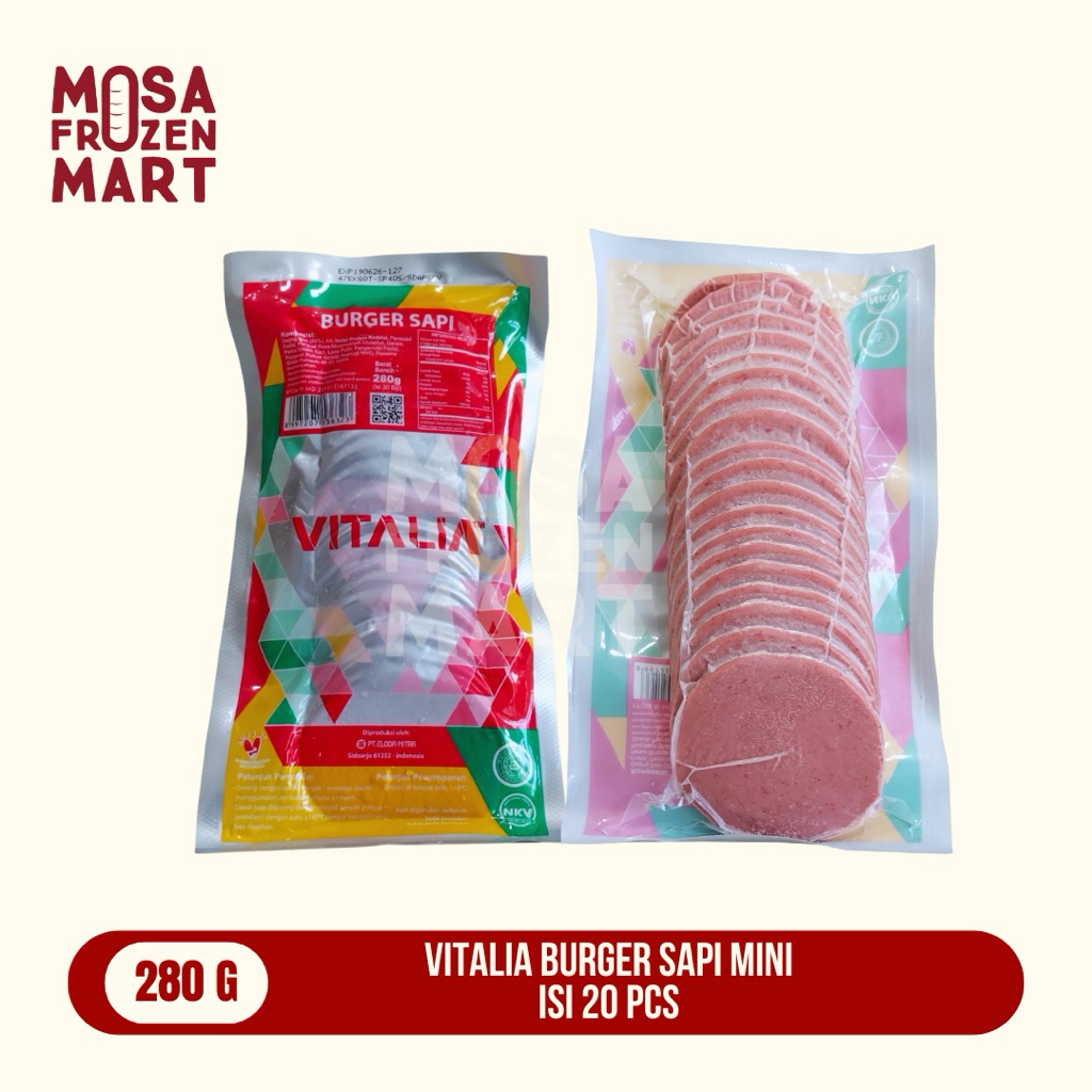 Vitalia Burger Sapi Mini 280 Gr Isi 20 Pcs | Beef Patty