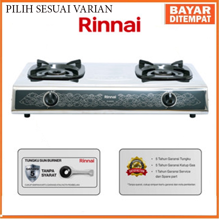 Kompor Rinai 2 Tungku RI-522SS Body Stainless Steel Burner Api Biru