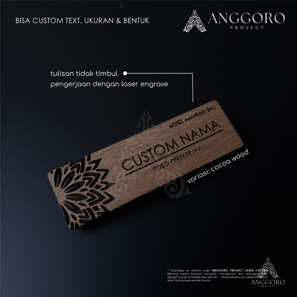 

Name Tag Kayu | Name Tag Magnet | Tag Nama Magnet Custom | Pin Nama Custom Magnet | Papan Nama Dada Magnet Custom