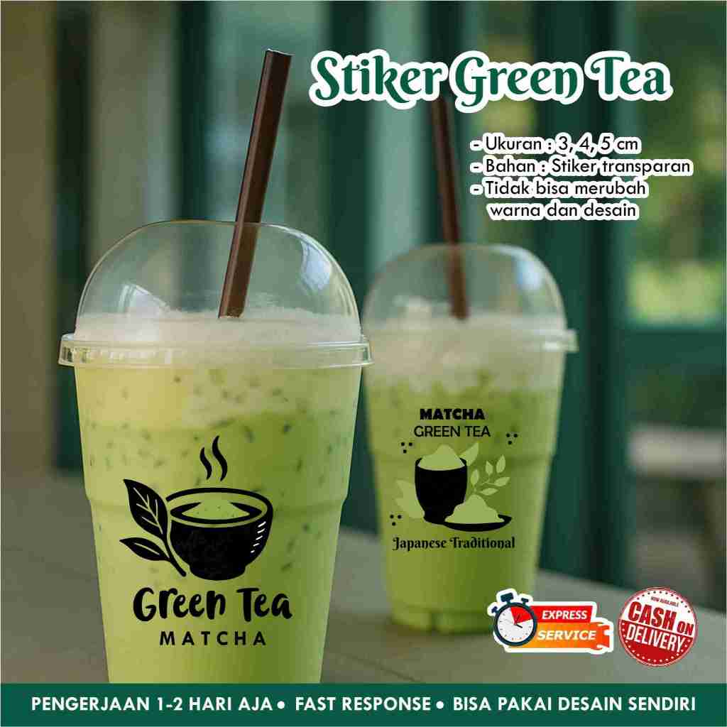 

[117 pcs] STIKER GREEN TEA TRANSPARAN / LABEL KOTAK MINUMAN / KEMASAN / CUSTOM ANTI AIR