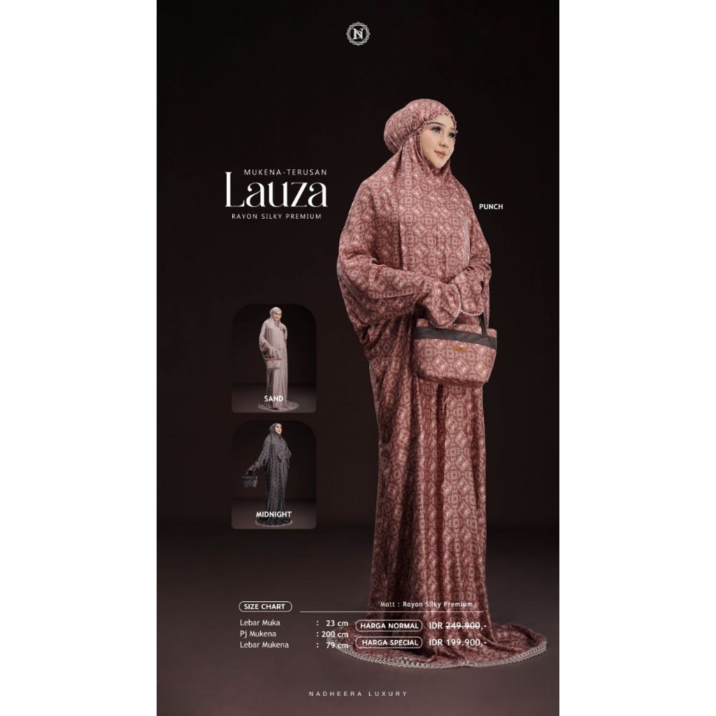 Lauza mukena terusan rayon nadheera luxury ori