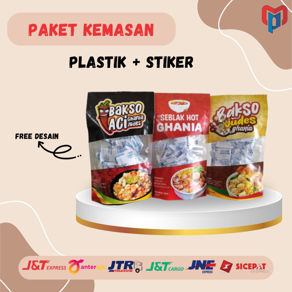 

PAKET KEMASAN STIKER STP PLASTIK KLIP PP UK.10x17-20x30 + STIKER LABEL WINDOW / FREE DESAIN/