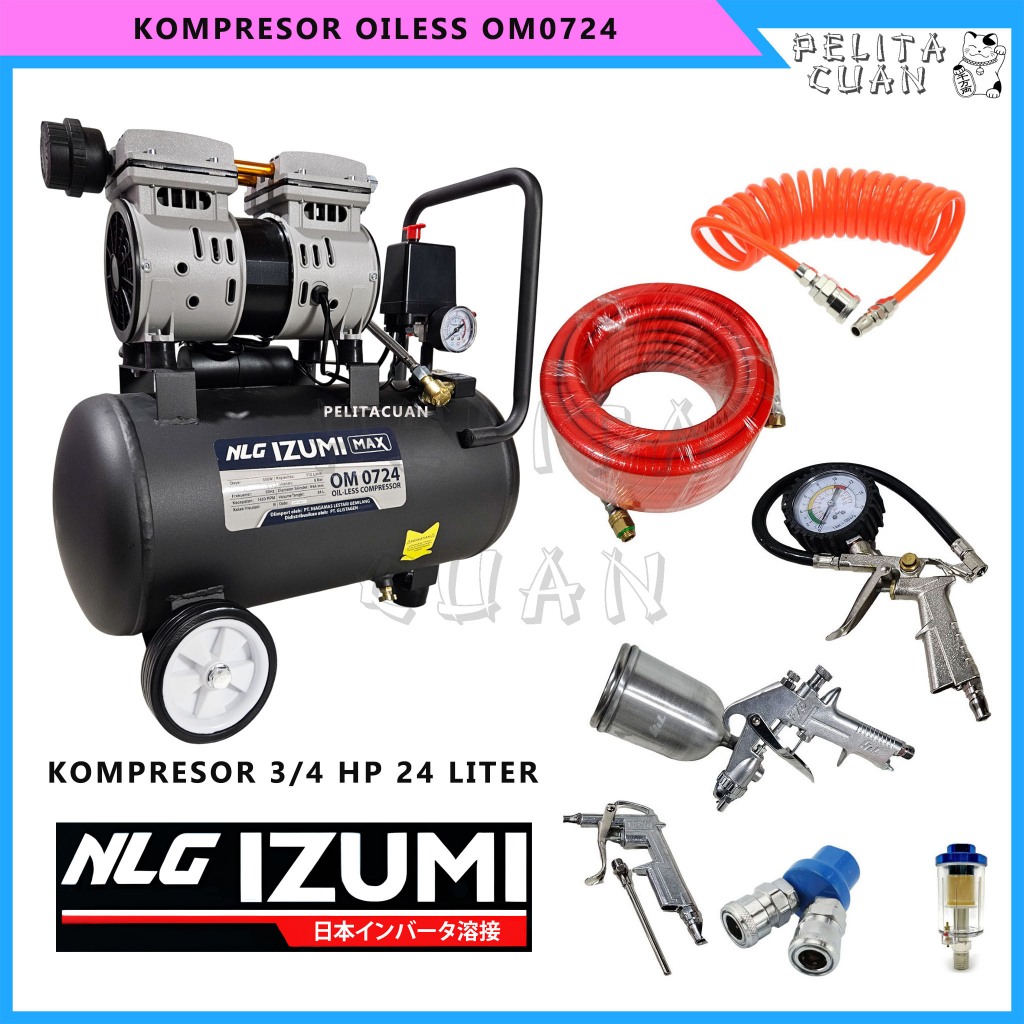 Paket Kompresor Izumi Max OM 0724 & Spraygun