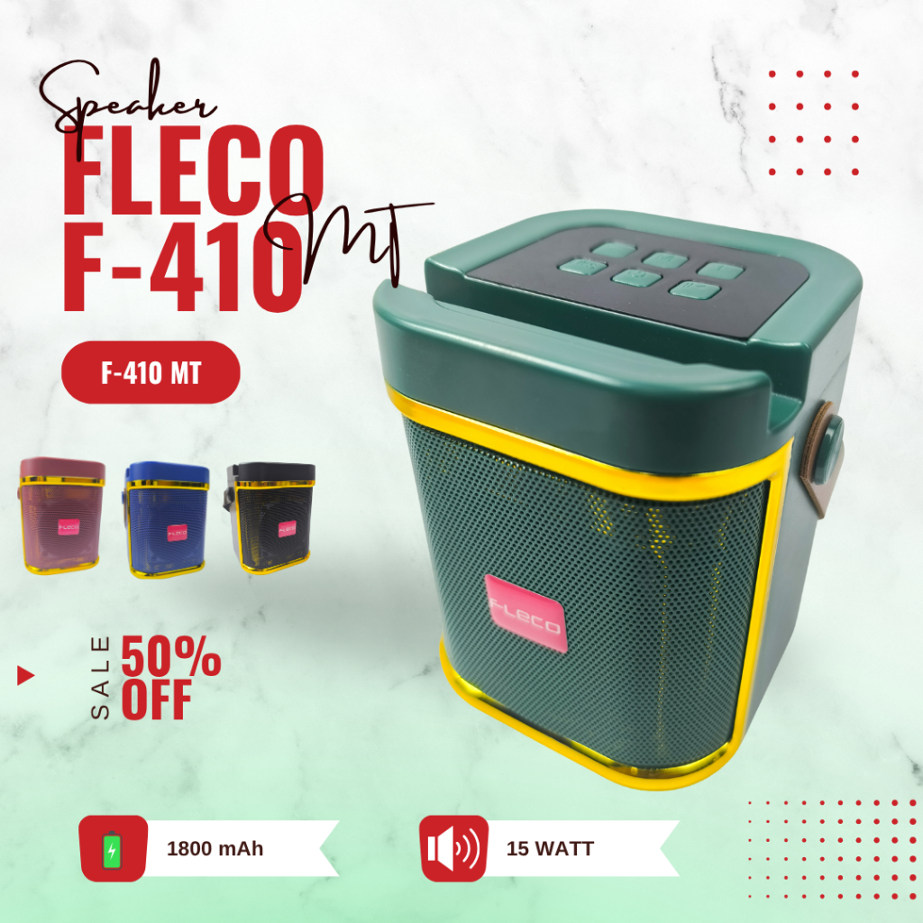 Speaker Portable Fleco F-410 MT Super Bass 15Watt 5jam Durability Nonstop 1800mAh
