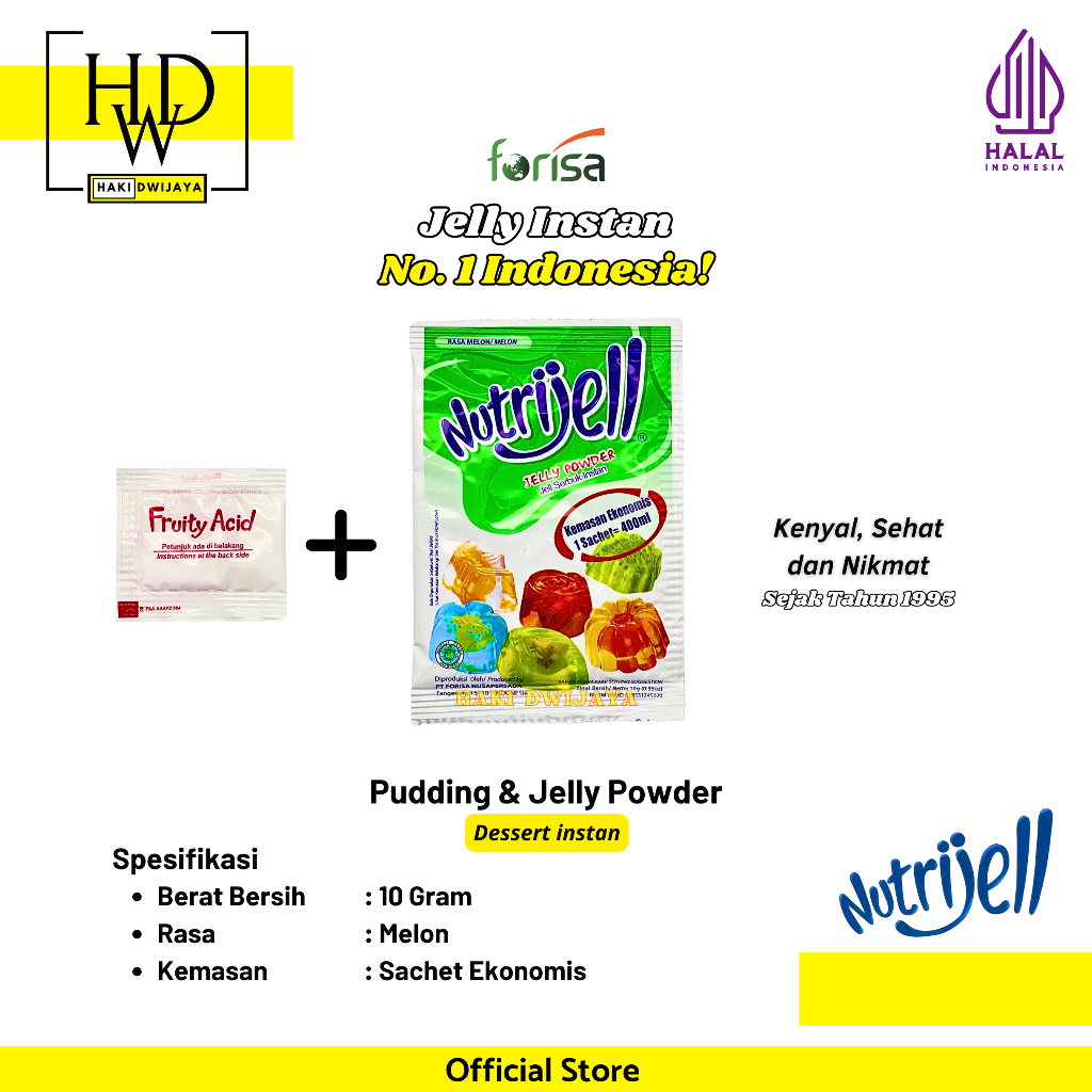 

Nutrijell Jelly Ekonomis Bubuk Jelly Serbaguna 10 gram x 12pcs Rasa Melon