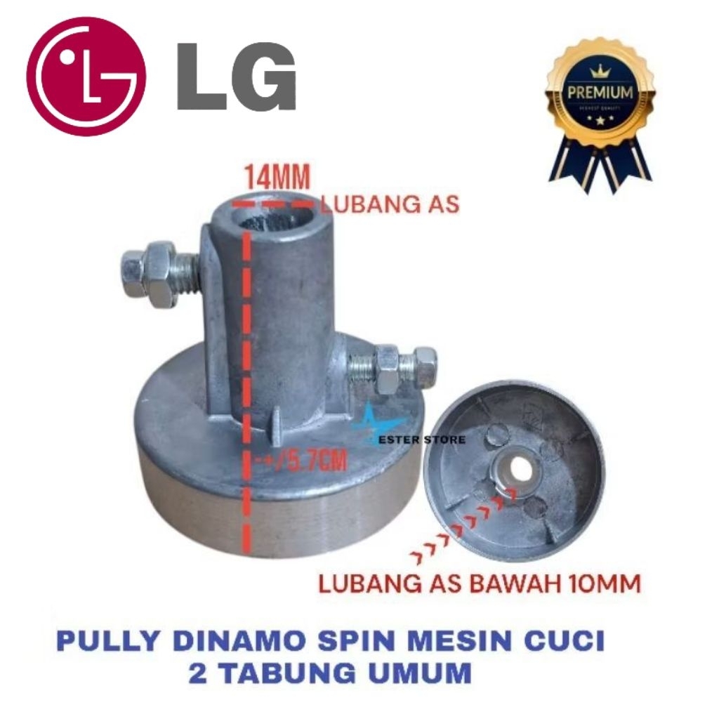 Pully dinamo spin mesin cuci LG 2 tabung as 10mm/14mm