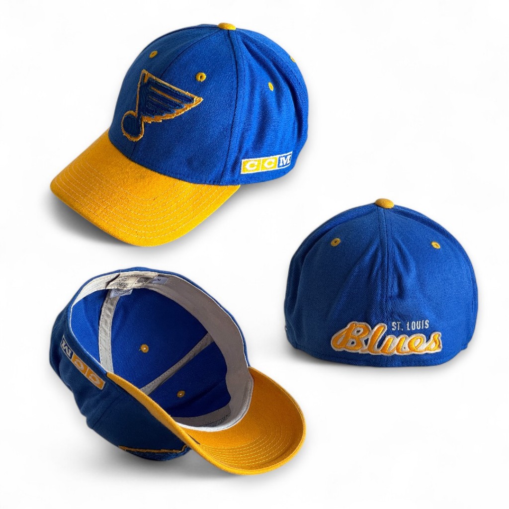 TOPI NHL FANATICS ATHLETIC EQUIPMENT WARNA BLUE KUNING SIZE BUILD UP