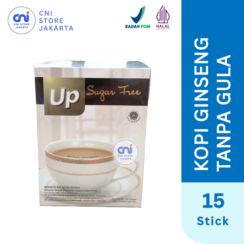 

Up Ginseng Coffee Sugar Free - Kopi Ginseng CNI Sugar Free 15 Sachets Aman untuk Diabetes