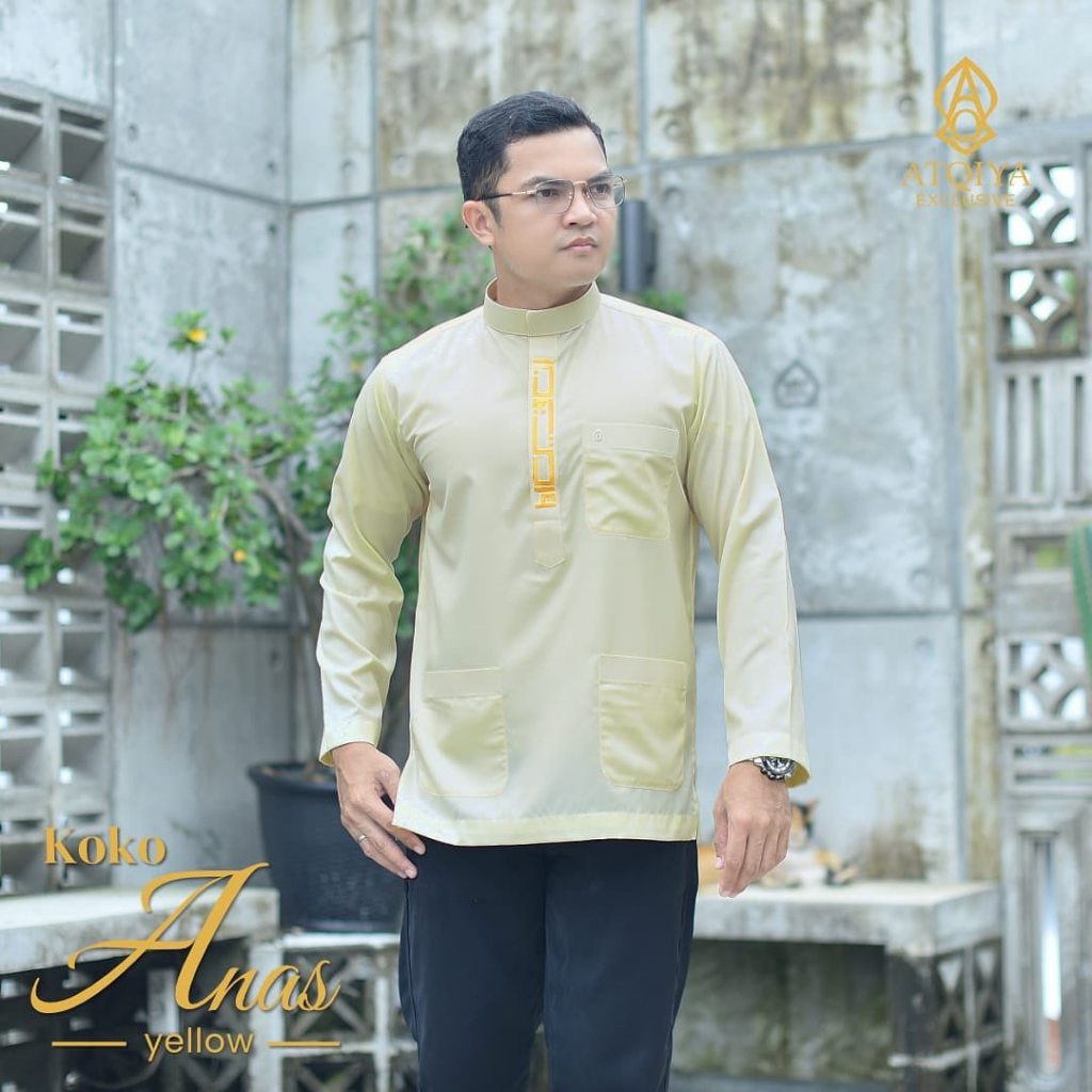 Baju Koko Pria Anas ATQIYA Saudi Premium Bordir Modern Muslim Exclusive