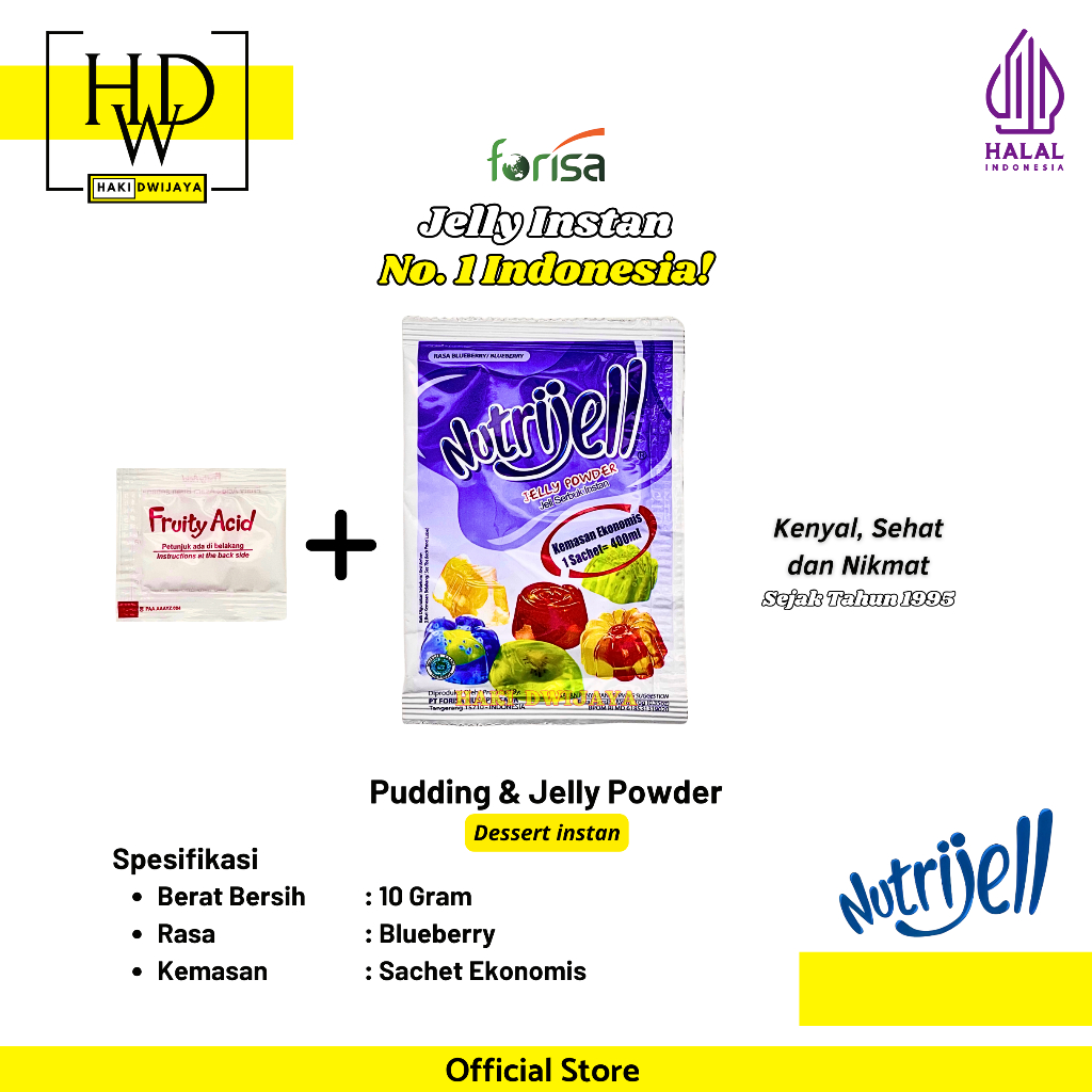

Nutrijell Jelly Ekonomis Bubuk Jelly Serbaguna 10 gram x 12pcs Rasa Blueberry