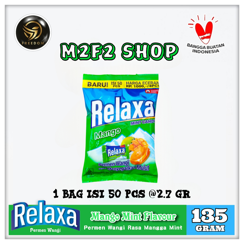 

Relaxa Mango Mint Flavor Candy | Permen Mint Rasa Mangga Wangi Segar Bag - 135 gr (Kemasan Satuan)