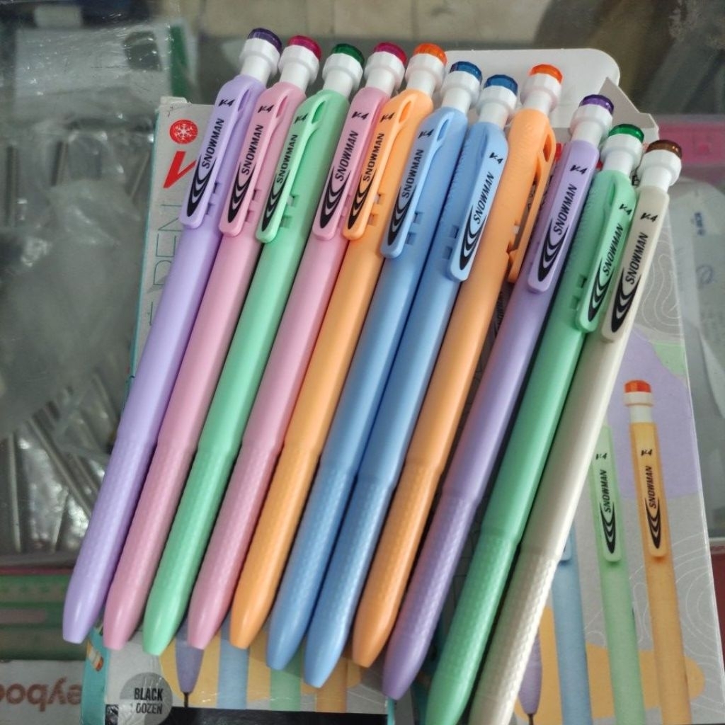 

Pena tekan snowman warna pestle lucu utk 1 pcs