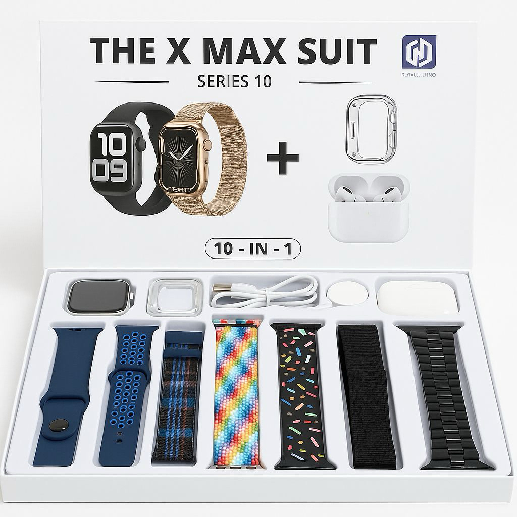 NVBAGS - Smartwatch THE X MAX SUIT Series 10 Paket Lengkap 7strap + TWSgen3