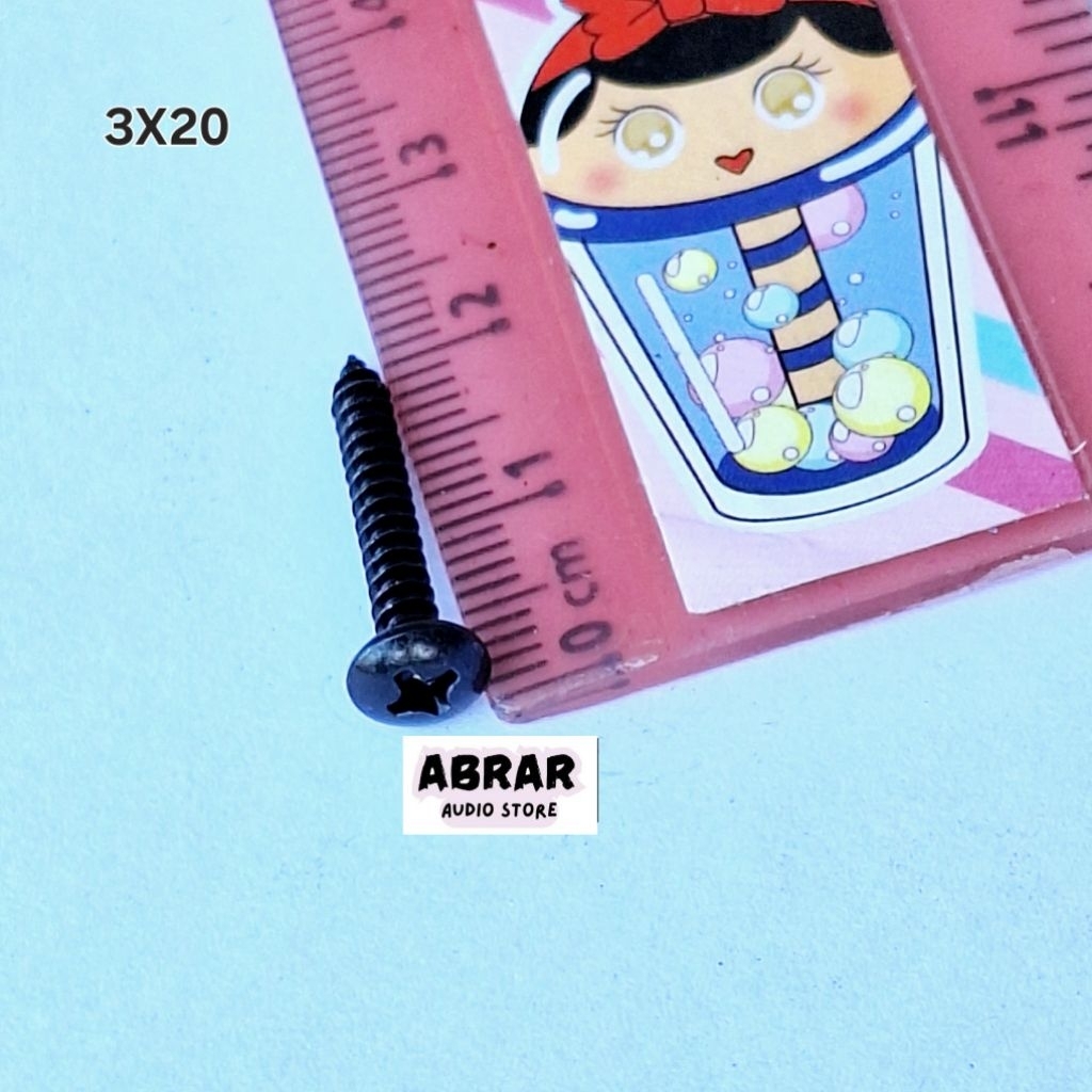 (100 Biji) Baut Tapping M3 Skrup Hitam Baut Speaker Payung Hitam