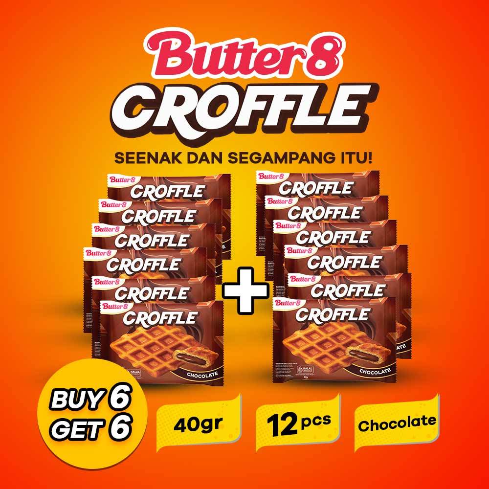 

[ BUTTER8 ] BELI 6pcs GRATIS 6pcs Croffle Chocolate Snack Premium Kekinian Ready to Eat 40gr