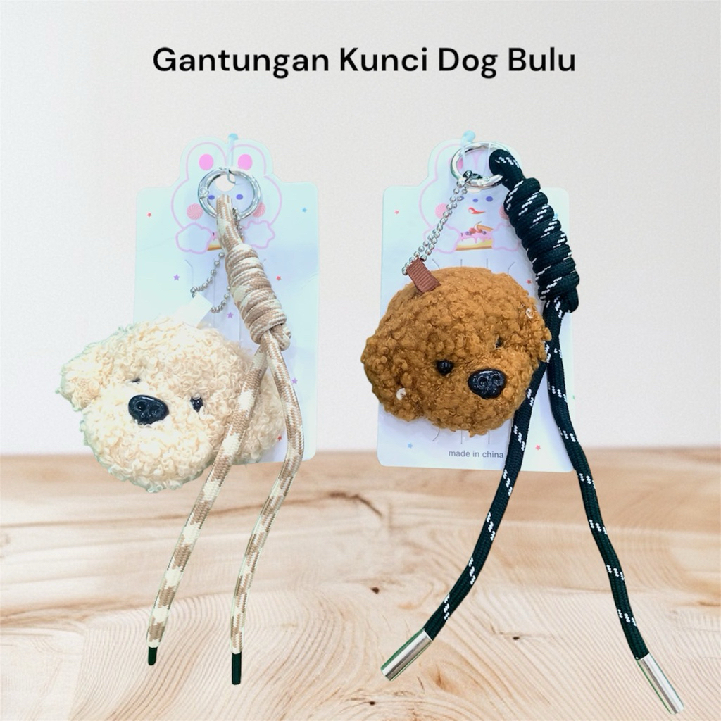 Gantungan Kunci Dog Bulu / Mainan Kunci Boneka Tali Lucu / Gantungan Boneka Dog