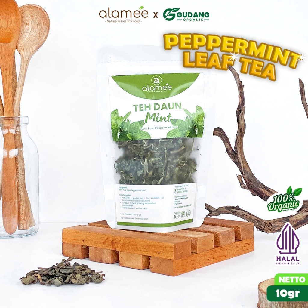 

alamee teh bunga papermint menawarkan pilihan relaksasi 10 gram dengan khasiat pencernaan yang alami