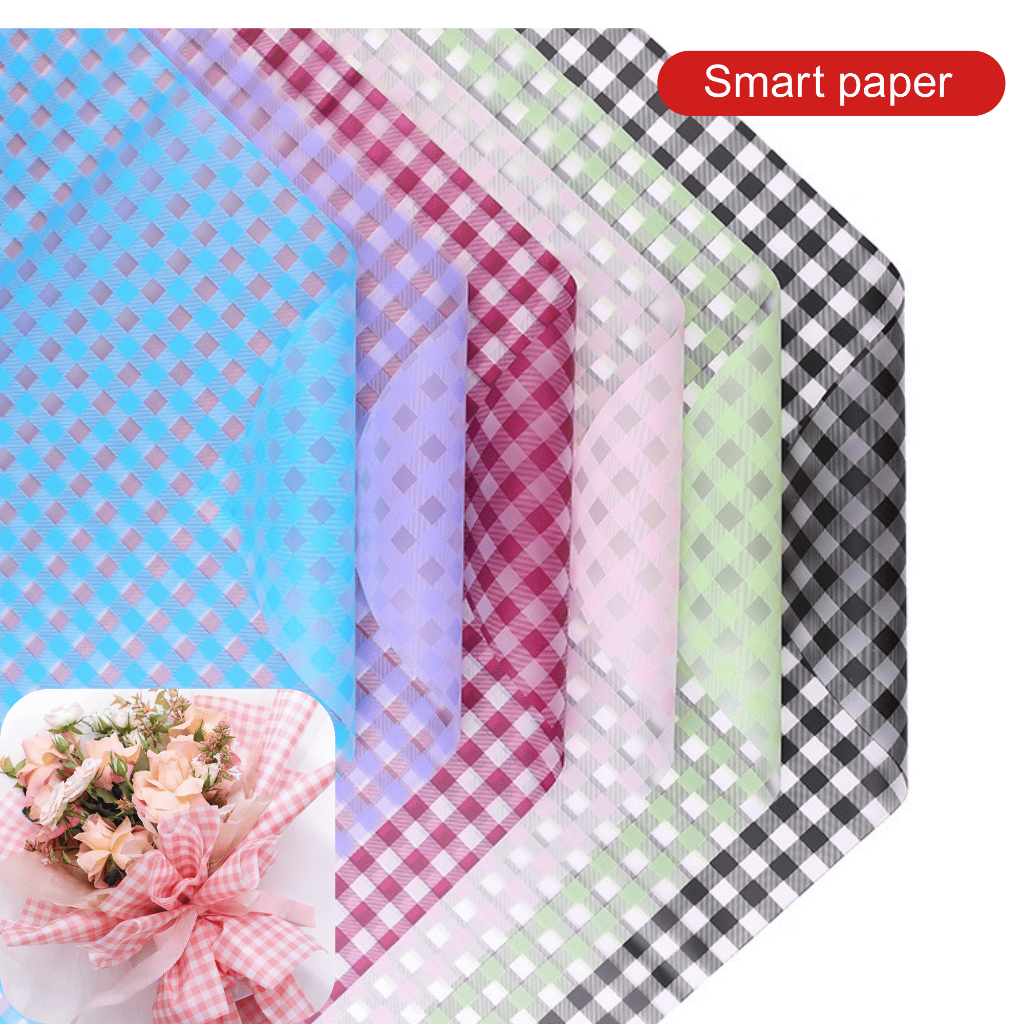 

Kertas Bunga Buket Motif Gingham Plaid Square Kotak Kotak Flower Wrapping Cellophane KB020