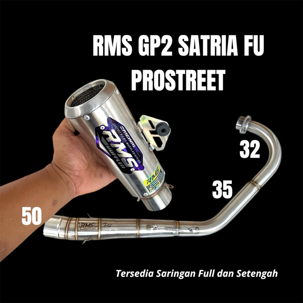 knalpot satria fu prostreet RMS GP2 emblem ungu titanium free box