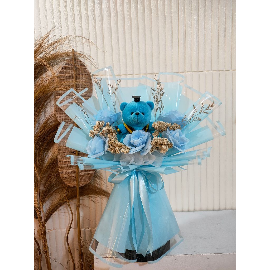 Buket Wisuda Kombinasi Bunga Kering/ Buket Boneka Wisuda/ Buket Bunga/ Buket Wisuda Jumbo/ (Free Kar