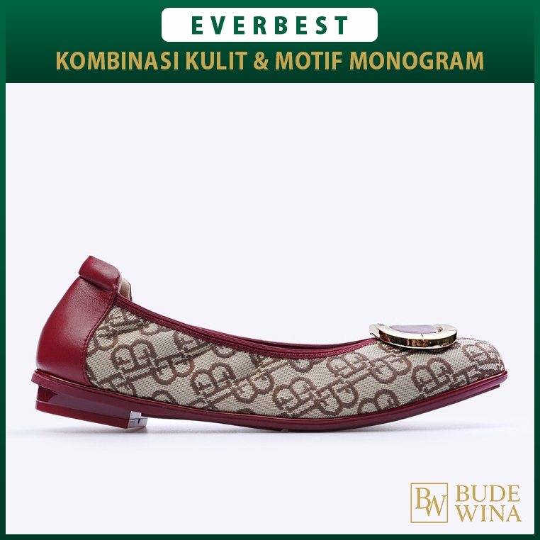 EVERBEST SEPATU FLAT SHOES WANITA ORIGINAL KULIT ASLI MERAH MAROON EW09