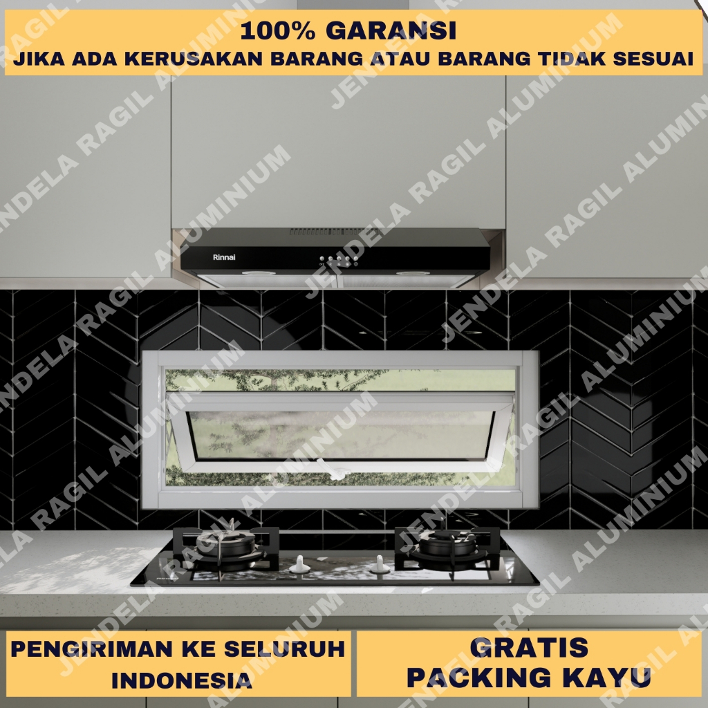 Sunbloom Jendela Boven Aluminium Kaca Jungkit (Txp)