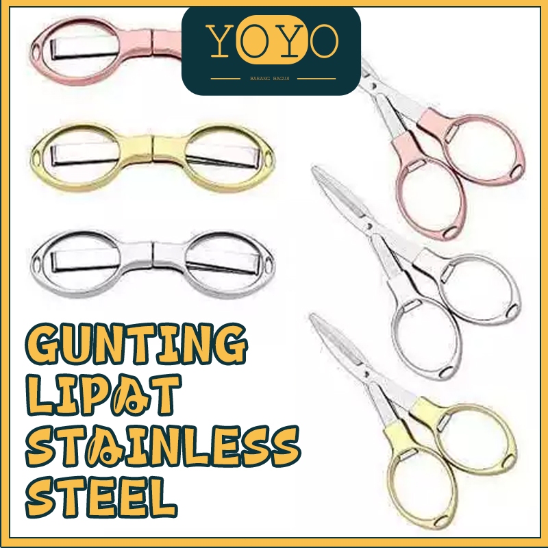 

Gunting Lipat Portable Bahan Stainless Steel / Gunting Lipat Mini Gunting Travel Scissors Serbaguna Model Kacamata
