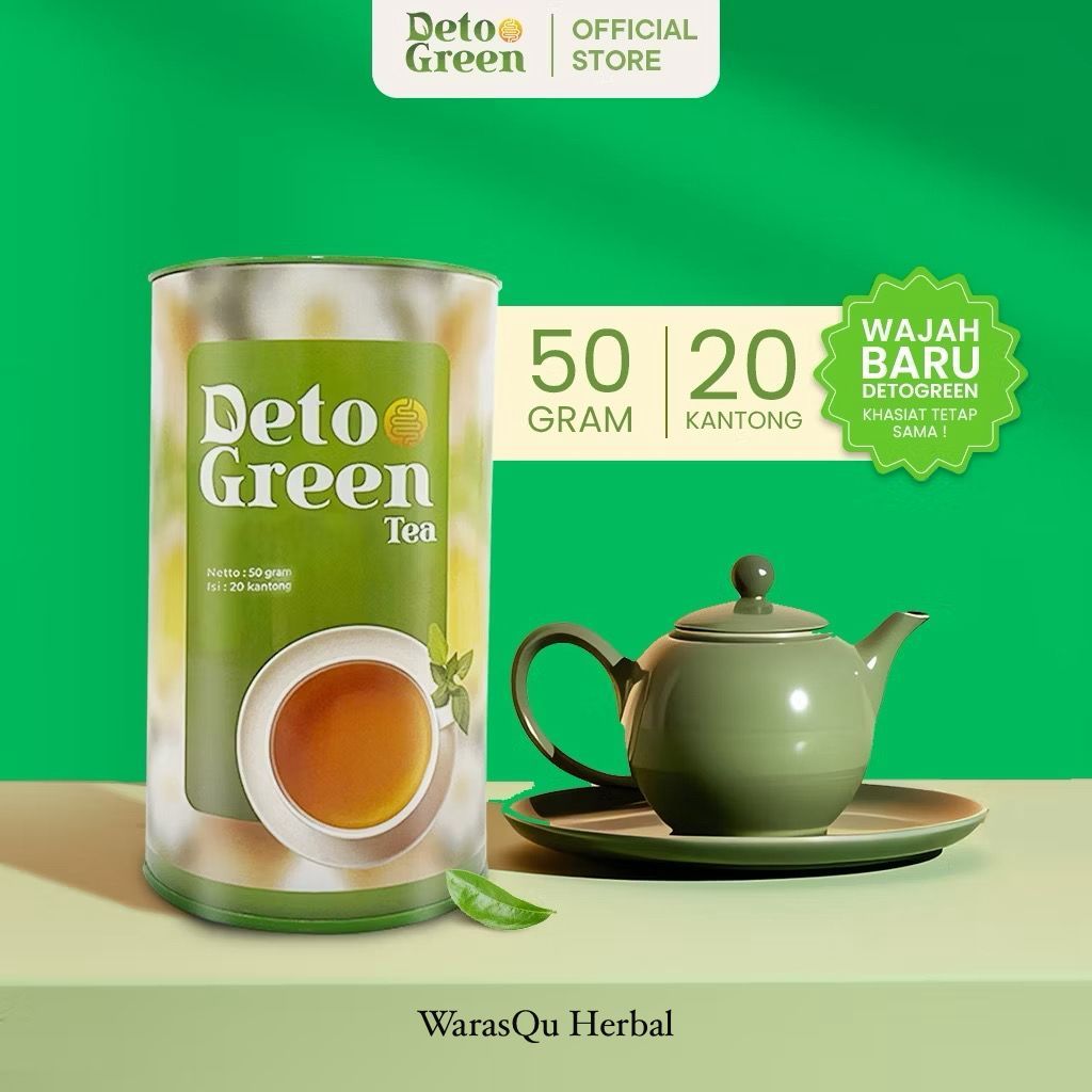 DETO GREEN TEA || Deto Green Tea Teh Hijau Detox Sistem Pencernaan  Pembersih Usus || 20 kantong