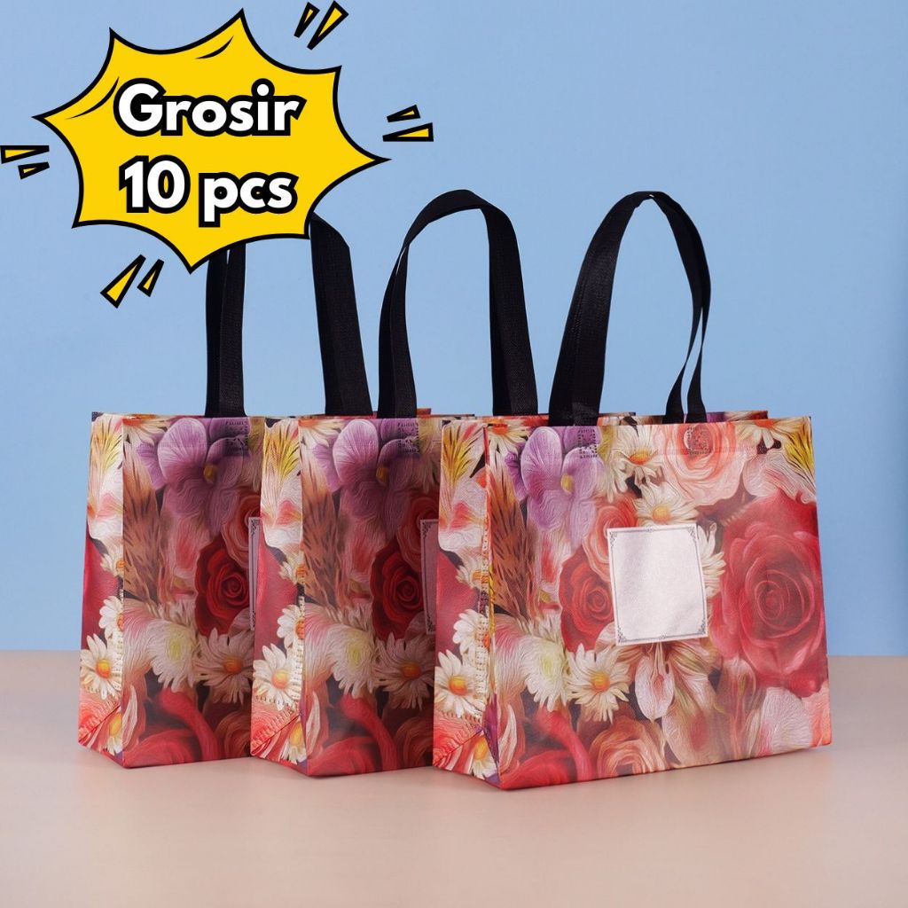 

10PCS Grosir Stock Tersedia Tas Spunbond Handle | Goodie Bag | Tote Bag | Souvenir | Hampers |untuk Toko Baju| Selamatan Haji Khitan Ultah Wedding bunga bunga 28x20x10 32x27x10 43x32x10 47x36x10
