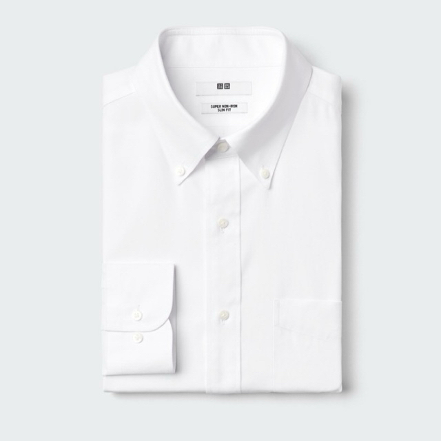 (ORIGINAL SECOND) UNIQLO / Kemeja Putih Pria Lengan Panjang - Bahan Super Non Iron Anti Kusut - Size