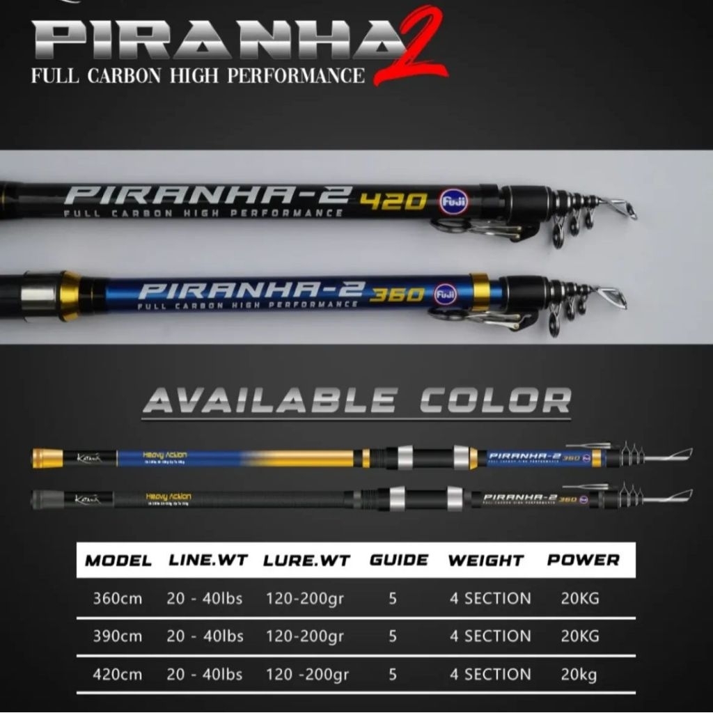 Joran Pancing Pasiran Piranha Katana 390 420 CINCIN FUJI / Joran TELESKOPIK