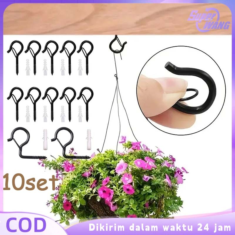 10pcs Sekrup Hook Sekrup Cantolan Anti Jatuh Sekrup Gantungan Sekrup Pengait Screw Hook Gantungan