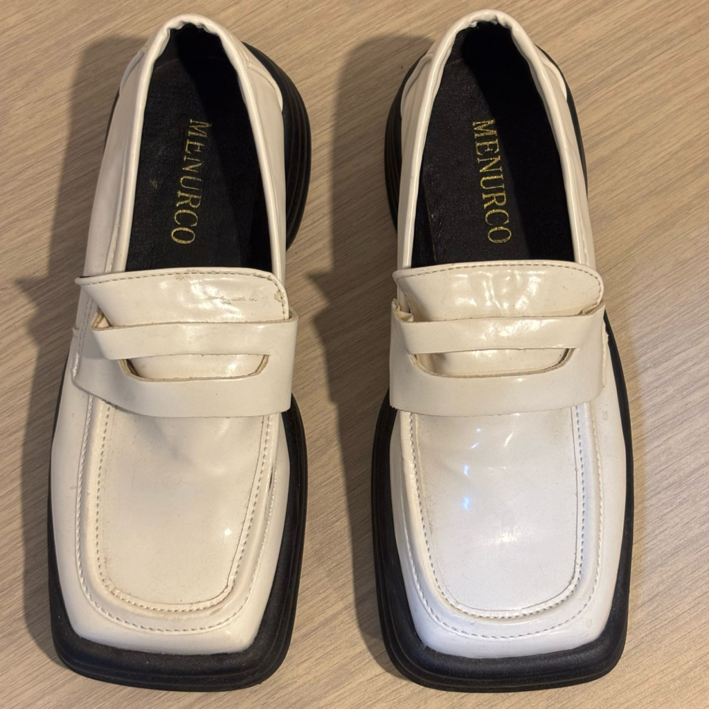 lummyshop loafers white flat shoes putih sepatu platform