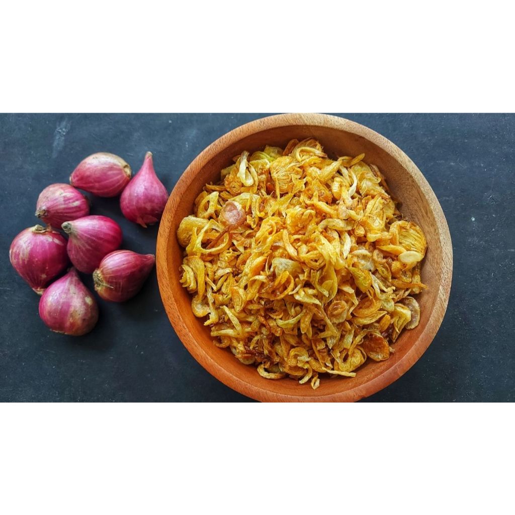 

Bawang Goreng Siap Saji 50 gram / Digoreng Kering Harum Awet Tahan Lama