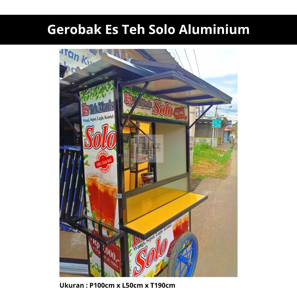 Gerobak Minuman Aluminium Es Teh Solo 100x50x190 cm