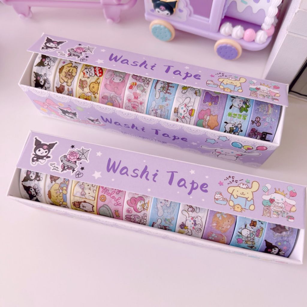 

WASHIE TAPE | mainan selotip roll Sanrio anak | 15mm × 1m × 10 | PER 1 PCS |