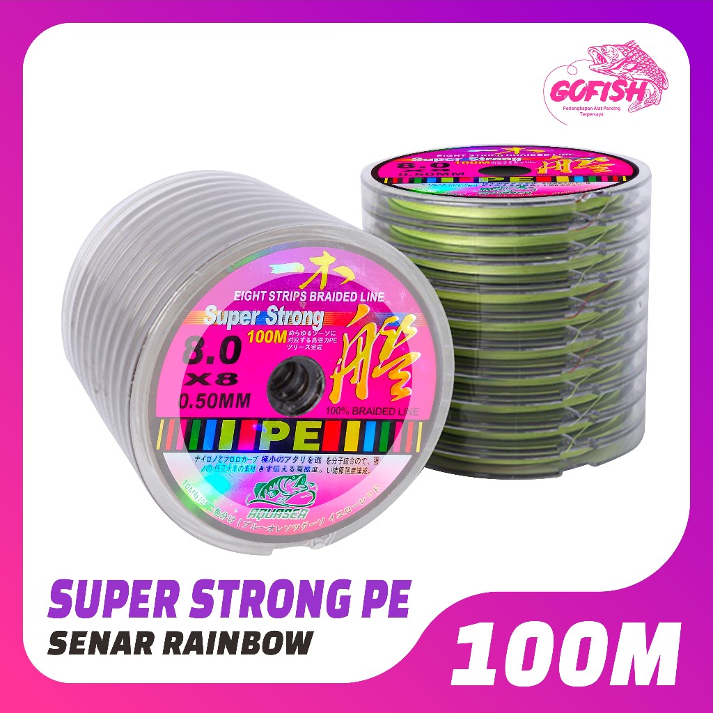 GOFISH Tali Pancing 100M Yimu Premium PE X8 Strength 3.10kg-18.6kg Senar Pancing Premium Braided
