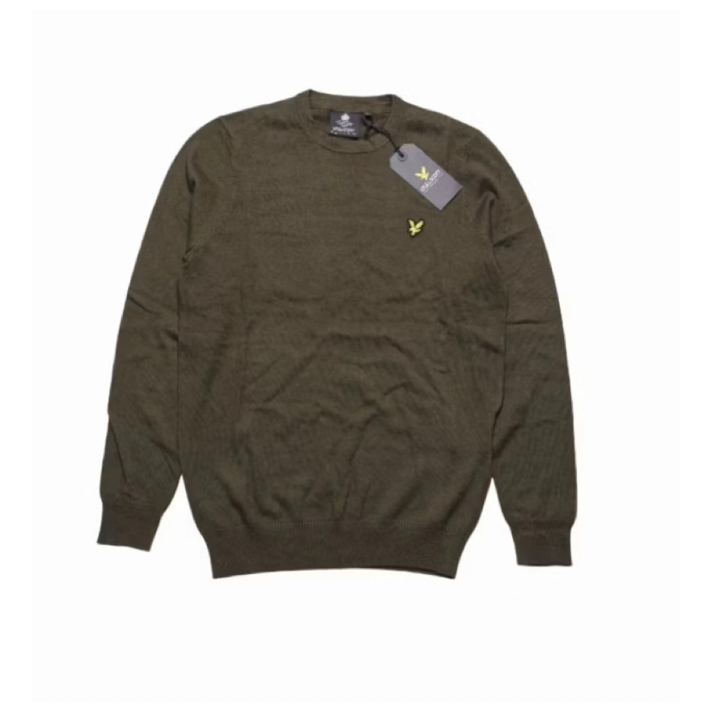 Lyle and Scott Merino Knit Crewneck Olive Original. BNWT