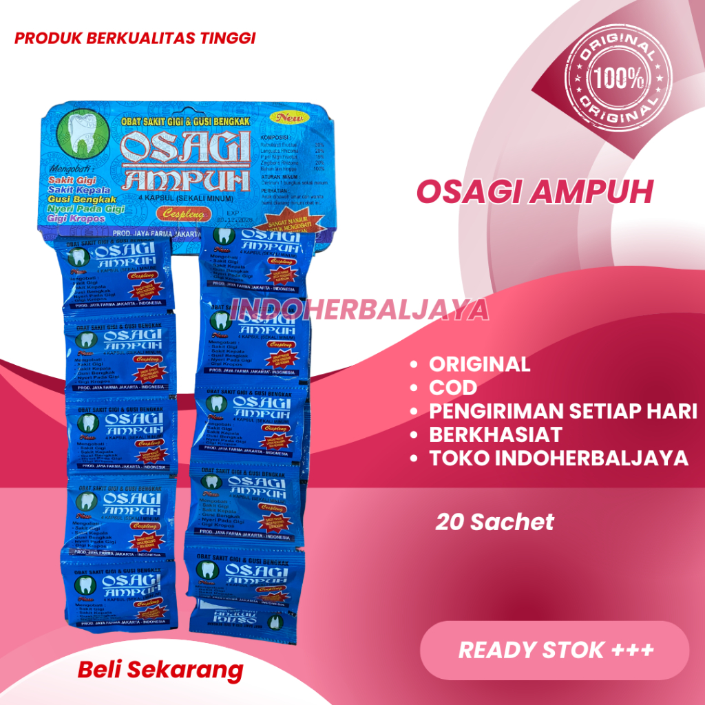

Osagi Ampuh (Biru) Kapsul Sakit Gigi Renceng 20 Sachet