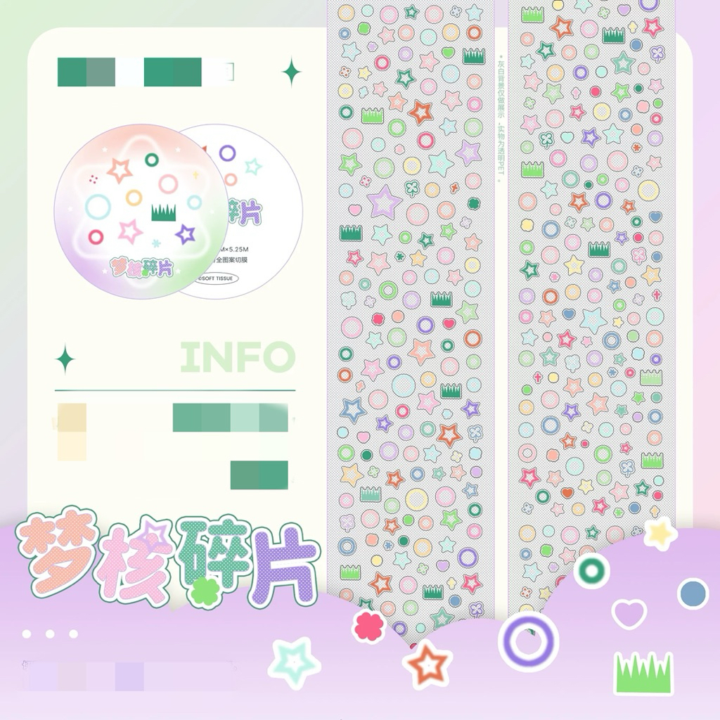 

[35cm] Colorful Confetti Circles Share Sticker Roll - stiker deco bujo journaling journal dekorasi cute