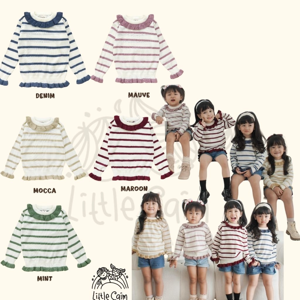 LITTLE CAIM -  Zara Ruffle Top baju atasan anak perempuan baju anak Knit baju anak lucu atasan anak 