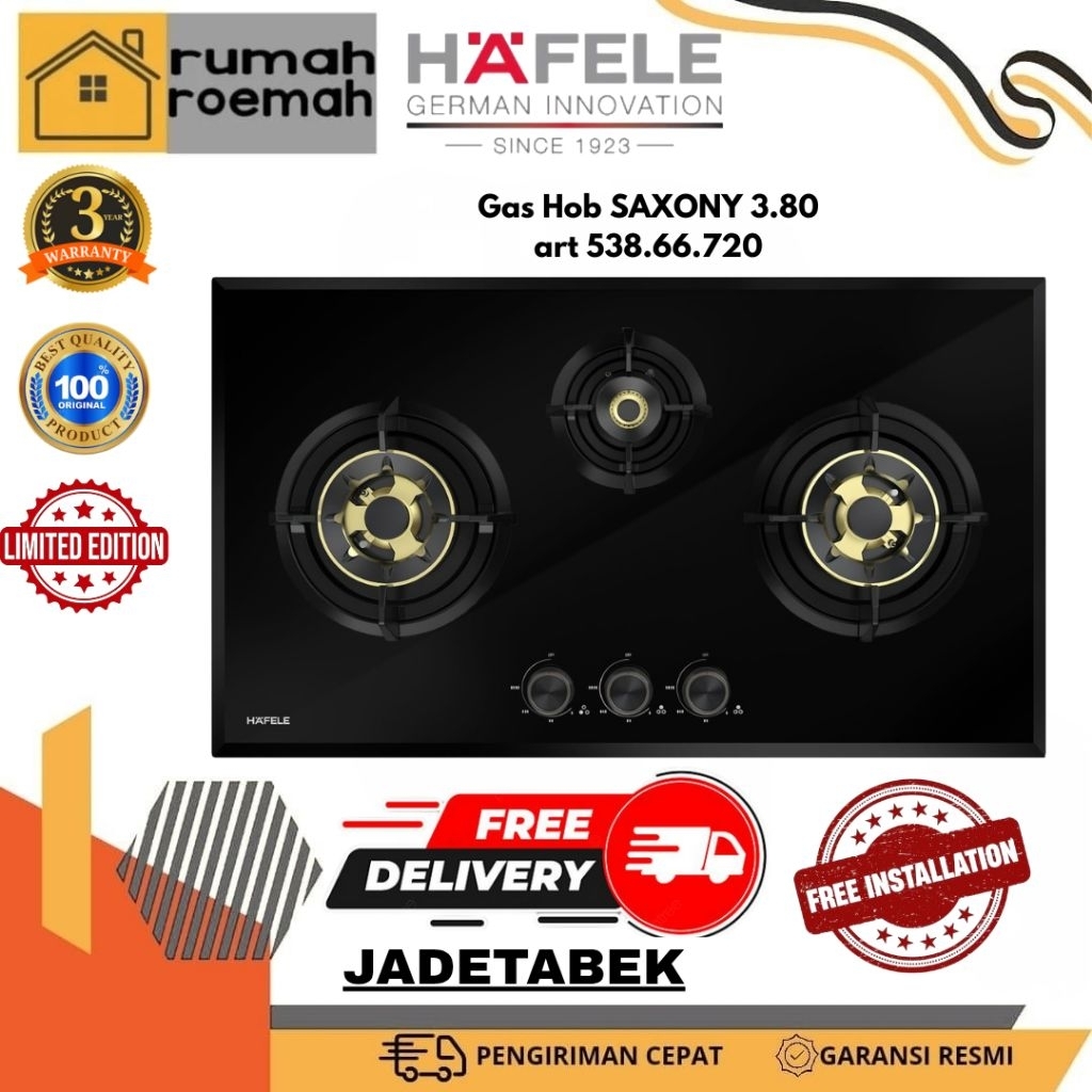 HAFELE SAXONY Kompor Gas Tanam 3 Tungku - 538.66.720