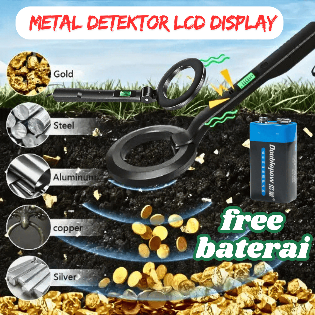 PUCUK Alat pendeteksi Detektor LCD pelacak Emas logam harta karun dalam tanah free baterai SANPYL
