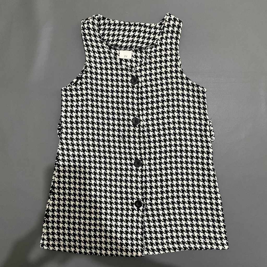 ANAK K317 (PATPAT ORI, PRELOVED) Dress Outer Vest Blazer Tangan Kutung Kancing Depan O Neck Rok Panj