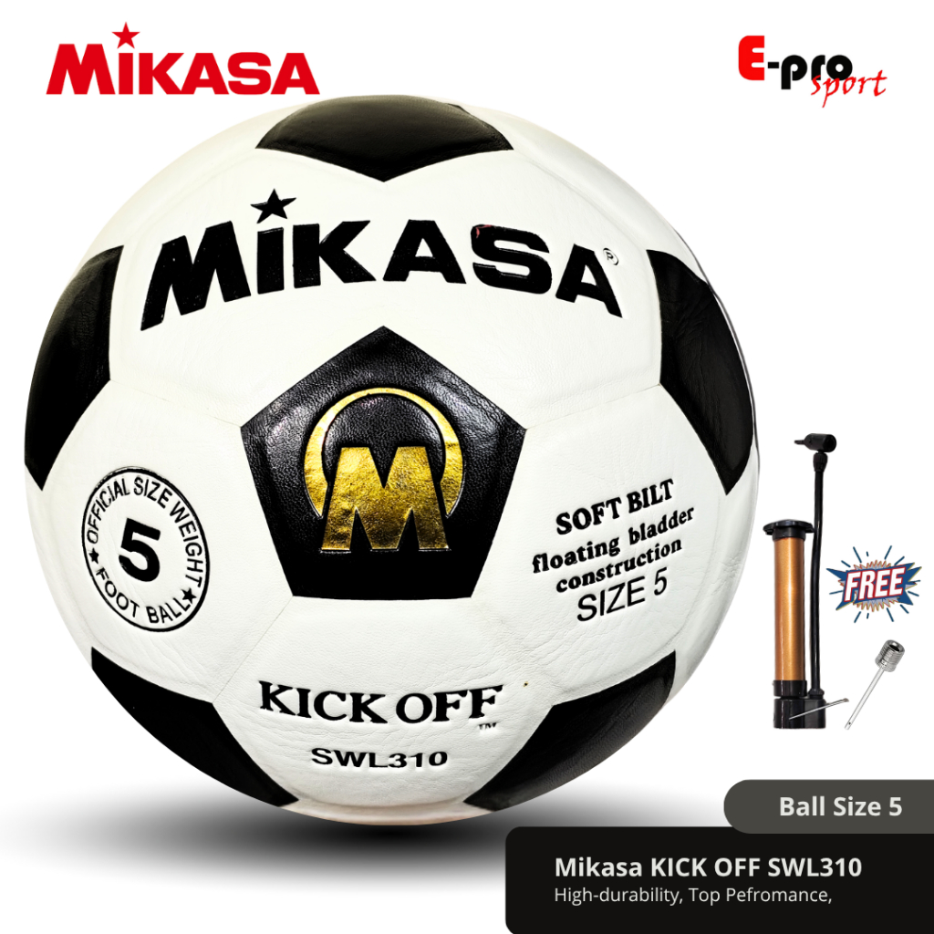 Bola Mikasa Kickoff SWL310 / SWL 310 Kick Off Football Size 5 Bola Kaki Soccer Sunrise Original