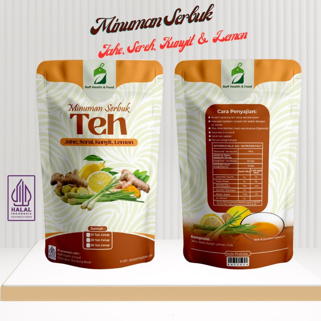 

Minuman Serbuk Teh Jahe Sereh Kunyit & Lemon isi 20 Tea Bag